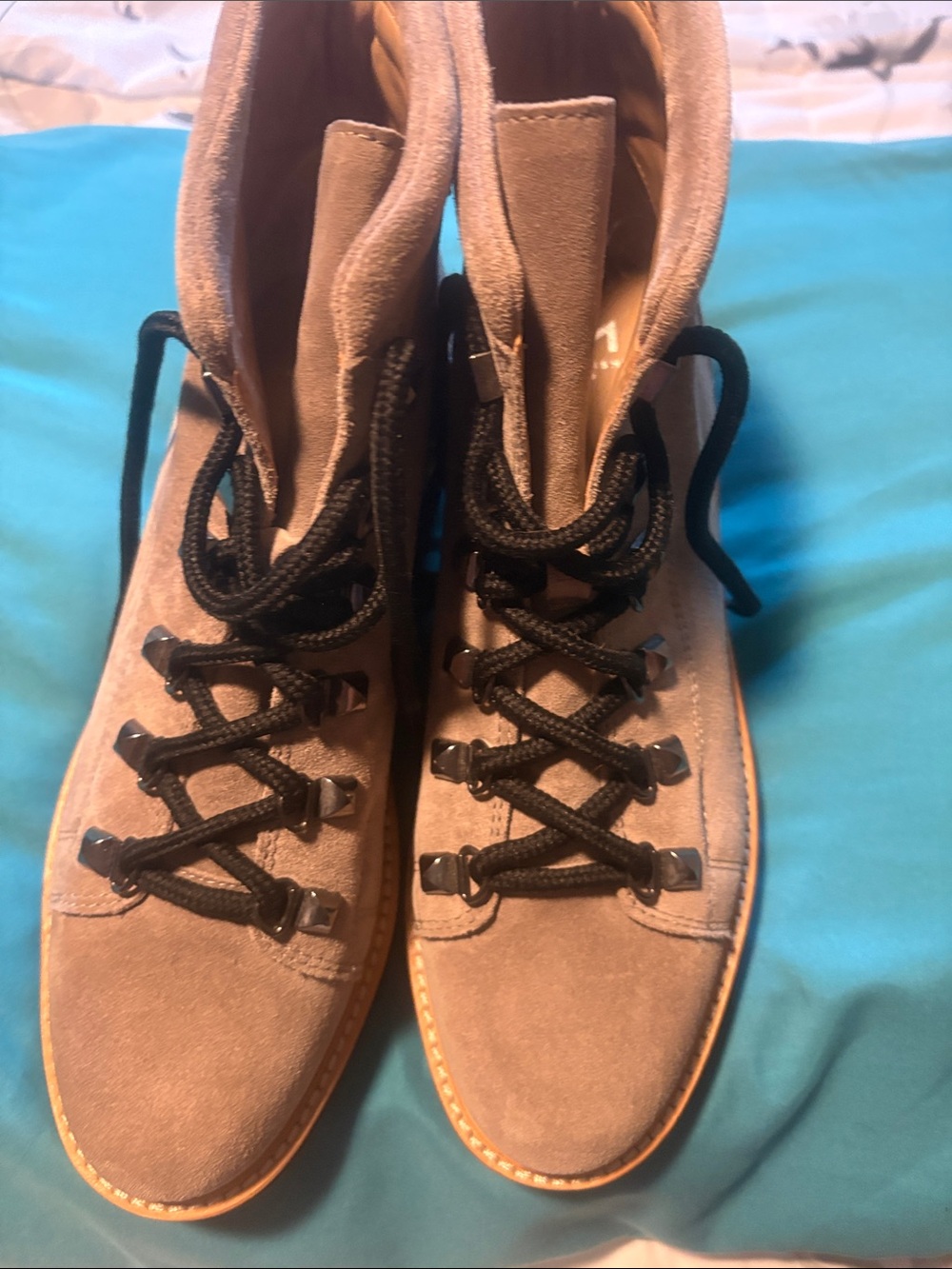 Marc fisher Women's Taupe Suede Lace-Up Ankle Boots